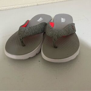 Skechers Gray and Red Flip Flops
